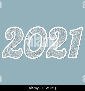 Abbildung 2021. Lasercut. Legen Sie die Schablone für Laserschneiden und Plotter fest. Vektorgrafik. Muster für den Laserschnitt, Töpfer und Siebdruck.... Stock Vektor