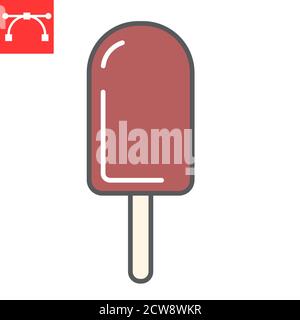 Eis auf Stick Farbe Linie Symbol, Dessert und lecker, Chocolote Stick Eis Zeichen Vektorgrafiken, editierbare Kontur gefüllt Kontur Symbol, eps 10 Stock Vektor