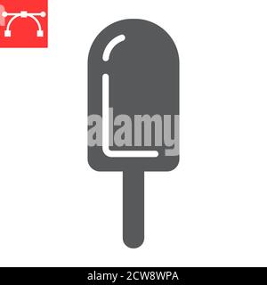Eis auf Stick Glyphe Symbol, Dessert und lecker, Chocolote Stick Eis Zeichen Vektorgrafiken, editierbare Strich solide Symbol, eps 10. Stock Vektor