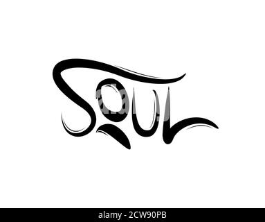 Soul Lettering Text auf weißem Hintergrund in Vektorgrafik Stock Vektor