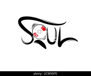 Soul Lettering Text auf weißem Hintergrund in Vektorgrafik Stock Vektor