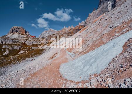 Bilder von der Tour rund um die drei Zinnen von Lavaredo Stockfoto