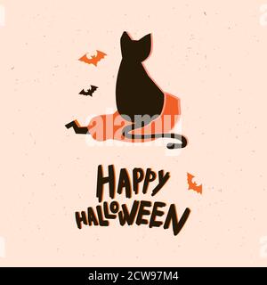 Halloween Grußkarten. Flach. Vector Illustration Stock Vektor