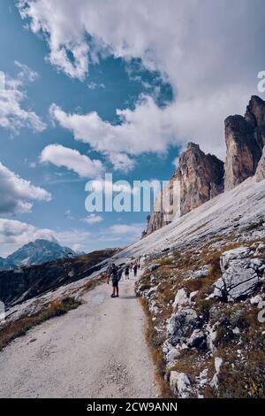 Bilder von der Tour rund um die drei Zinnen von Lavaredo Stockfoto