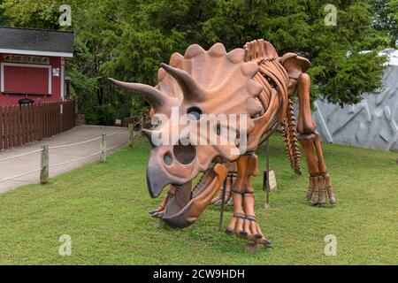 Cave City Kentucky, USA 09-24-20 Dinosaur World ist ein großartiges Outdoor-Ziel für Kinder mit lebensgroßen Dinosauriernachbildungen und praktischen Aktivitäten. Stockfoto