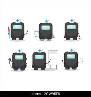 Arzt Beruf Emoticon mit unter uns schwarzen Zeichentrickfigur Stock Vektor