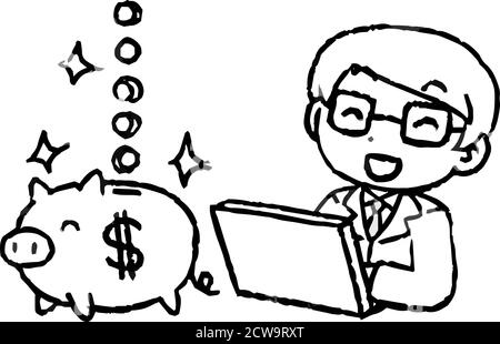 Dies ist eine Illustration von Monochrome Office-Arbeiter, die gemacht Eine Menge Geld durch Investitionen Stock Vektor