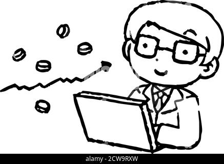 Dies ist eine Illustration von Monochrome Office-Arbeiter, die gemacht Eine Menge Geld durch Investitionen Stock Vektor