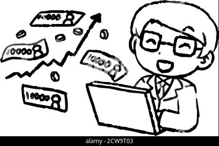 Dies ist eine Illustration von Monochrome Office-Arbeiter, die gemacht Eine Menge Geld durch Investitionen Stock Vektor