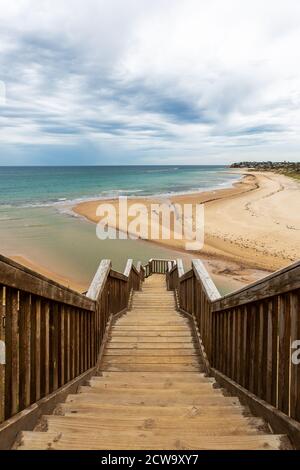 Die berühmte Southport Treppe und Promenade an einem bewölkten Tag Am 29 2020. September in Port Noarlunga South Australia Stockfoto