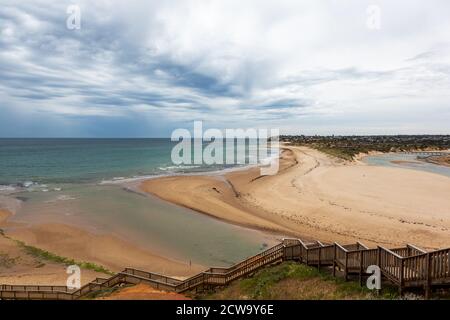 Die berühmte Southport Treppe und Promenade an einem bewölkten Tag Am 29 2020. September in Port Noarlunga South Australia Stockfoto