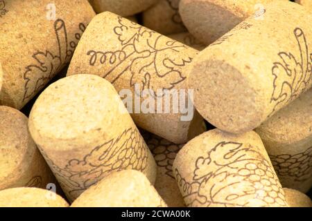 Weinkorken mit einem close-up Muster auf sie für die Hintergrund Stockfoto