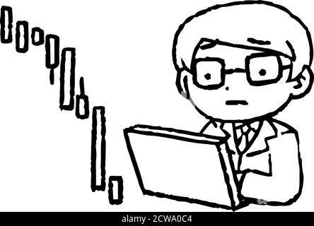 Dies ist eine Illustration der monochrome männliche Büroarbeiter, die Verluste durch Investitionen Stock Vektor