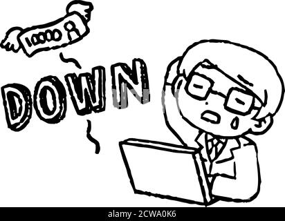 Dies ist eine Illustration der monochrome männliche Büroarbeiter, die Verluste durch Investitionen Stock Vektor