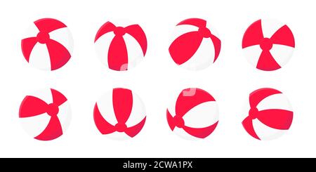 Bouncing aufblasbare Beach Ball flach Stil Design Vektor Illustration Kollektion Set. Stock Vektor