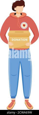 Freiwillige sammeln Spenden flache Vektor-Illustration Stock Vektor