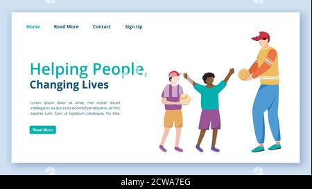 Hilfe für Menschen, Leben verändern Landing Page Vektorvorlage Stock Vektor