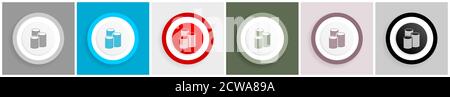 Geld-, Geschäfts- und Finanzicon Set, farbenfrohe flache Design-Vektor-Illustrationen in 6 Optionen für Webdesign und mobile Anwendungen Stock Vektor