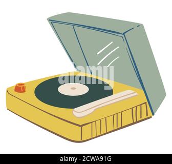 Musik hören auf Vinyl-Platte mit Player-Vektor Stock Vektor