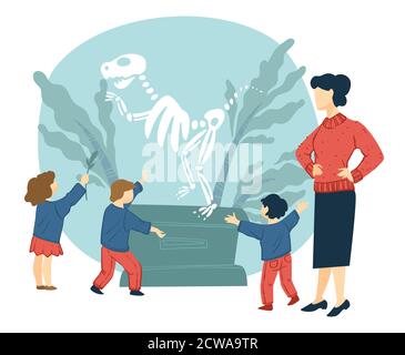 Lehrer und Kinder in der Geschichte Museumsexkursion Stock Vektor