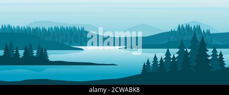 Nebliger Landschaftshintergrund Stock Vektor