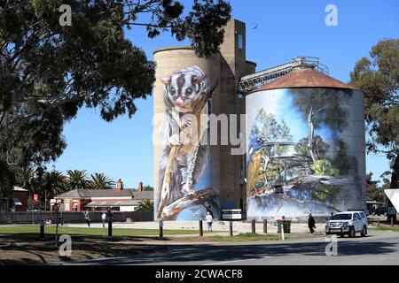 Australische Silo Art. Rochester, Victoria Stockfoto