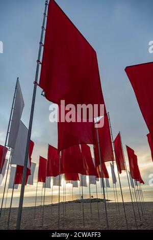 Kunst am Meer Sandbanks Beach Poole Dorset Stockfoto