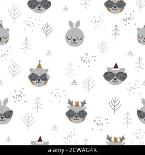 Weihnachtliche Nahtloses Muster mit Tieren Stock Vektor