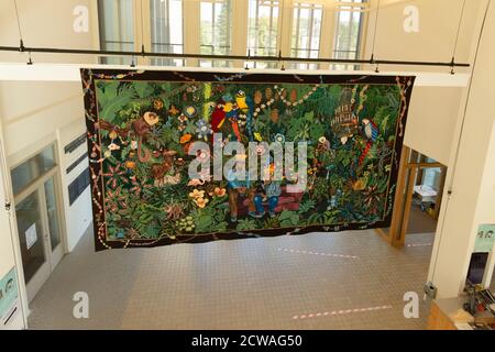 Aubusson, Yam Bobbins im Tapisserie-Museum der Abteilung Creuse, Nouvelle Aquitaine, Frankreich Stockfoto