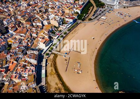 Luftaufnahme von Tossa de Mar an der Costa Brava in Katalonien, Spanien Stockfoto