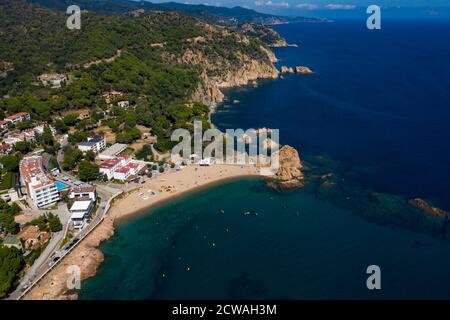 Luftaufnahme von Tossa de Mar an der Costa Brava in Katalonien, Spanien Stockfoto