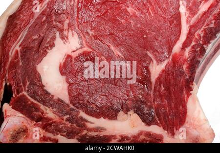 Rotes Fleisch, Rindfleisch Tomahawk Joint, norfolk, england Stockfoto