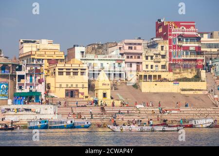 Indien, Uttar Pradesh, Varanasi, Blick Richtung Mansarowar Ghat Stockfoto