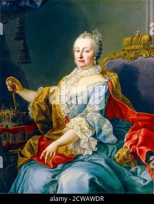 Maria Theresia (1717-1780), Erzherzogin von Österreich, Königin von Ungarn und Böhmen, Heilige Römische Kaiserin, Porträtmalerei von Martin van Meytens, 1759 Stockfoto