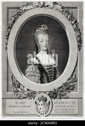 Marie Antoinette (1755-1793), Königin von Frankreich, Porträtstich von Louis-Jacques Cathelin nach Jean Martial Frédou, 1775 Stockfoto