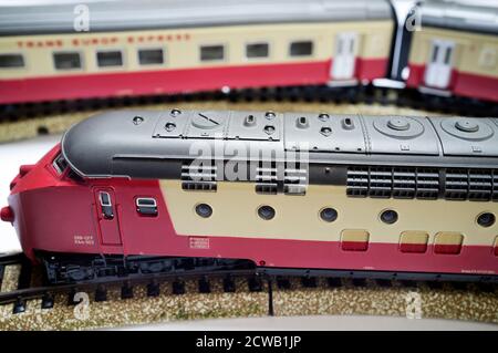 Märklin Trans Europa Express Modell-Eisenbahn-set Stockfoto