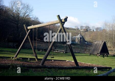 Parc Cwm Darran, ein friedlicher Landpark, der im Daran Valley, zwei Meilen nördlich von Bargoed, versteckt liegt. Stockfoto