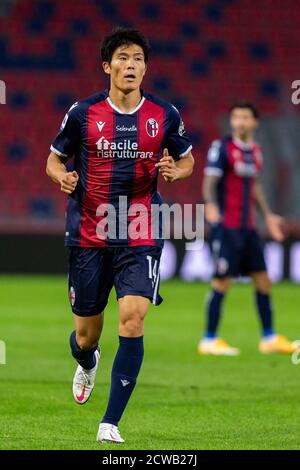 Takehiro Tomiyasu (FC Bologna) während Bologna gegen Parma, italienische Fußballserie A Spiel in Bologna, Italien, September 28 2020 Stockfoto