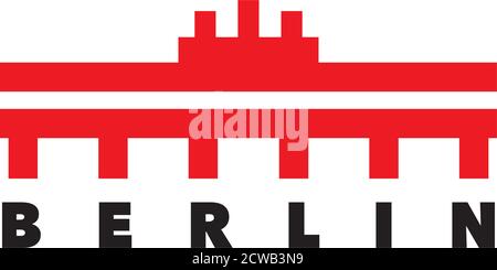 Minimalistisches flaches Berlin-Logo mit Brandenburger Tor Stock Vektor