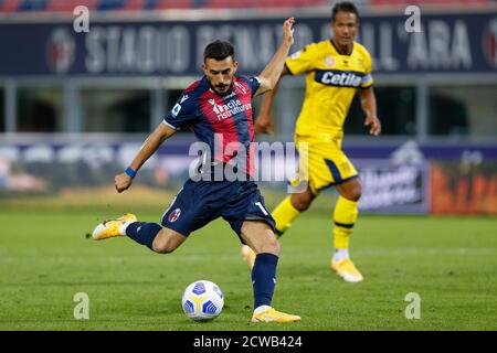 28. September 2020, Bologna, Italien: Bologna, Italien, Dall&#39;Ara Stadium, 28. September 2020, Nicola Sansone (FC Bologna) während Bologna gegen Parma - italienisches Fußballspiel Serie A - Credit: LM/Francesco Scaccianoce (Credit Image: © Francesco Scaccianoce/LPS via ZUMA Wire) Stockfoto