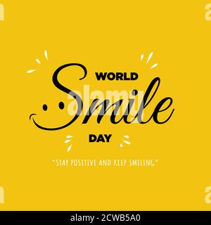 World Smile Day Poster mit einem positiven Zitat auf lächelnd, Doodle Kunst, Vektor-Illustration Stock Vektor