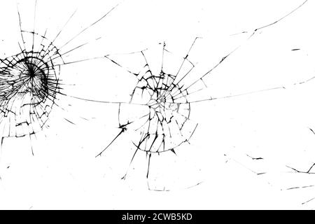 Glas in Rissen auf schwarzem Hintergrund. Stockfoto