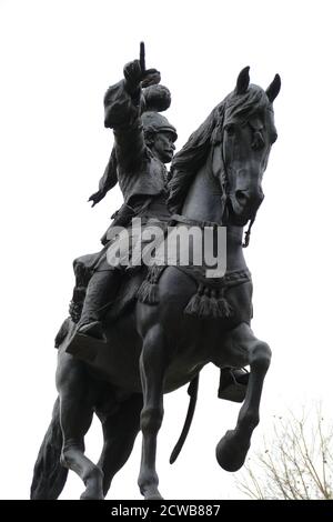 Statue von Theodoros Kolokotronis (1770-1843) ein griechischer General und der herausragende Führer des griechischen Unabhängigkeitskrieges. Stockfoto