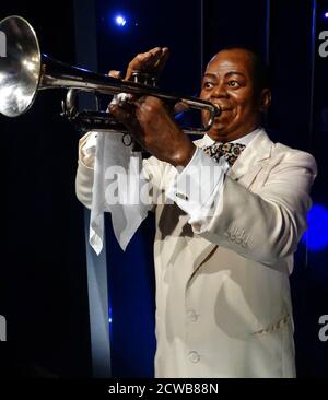 Wachsfigur mit Louis Daniel Armstrong (1901-1971), einem amerikanischen Musiker. Stockfoto