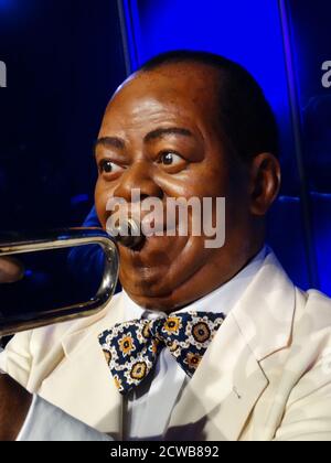 Wachsfigur mit Louis Daniel Armstrong (1901-1971), einem amerikanischen Musiker. Stockfoto