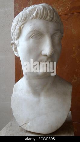 Marmorbüste von Drusus Julius Caesar (14 v. Chr. - 23 n. Chr.) Erbe des Römischen Reiches nach dem Tod seines Adoptivbruders. Stockfoto