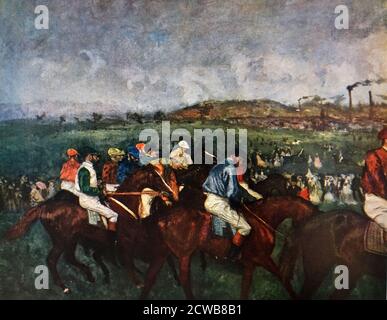 Gemälde mit dem Titel 'Gentlemen Jockeys before the Start' von Edgar Degas. Degas (1834-1917) ein französischer Künstler. Stockfoto