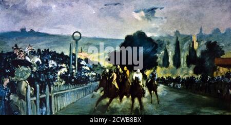 Gemälde mit dem Titel 'die Rennen in Longchamp' von Edouard Manet. Manet (1832-1883) ein französischer Maler der Moderne Stockfoto