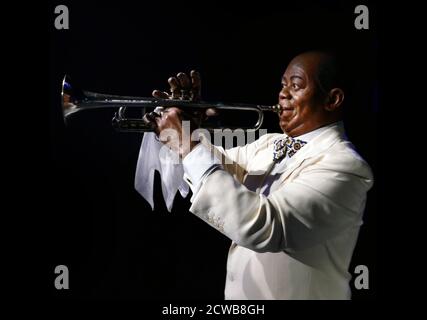 Wachsfigur mit Louis Daniel Armstrong (1901-1971), einem amerikanischen Musiker. Stockfoto