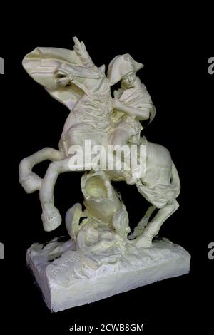 Statue, die Napoleon Bonaparte auf dem Pferderücken darstellt. Napoleon Bonaparte (1769-1821) ein französischer Staatsmann und Militärführer. Stockfoto